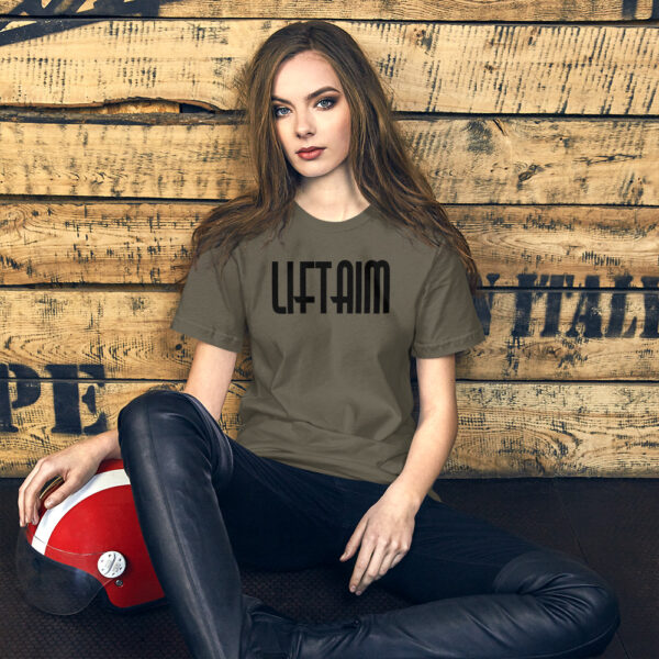 LiftAim Text Center Black Unisex T-shirt - Image 2