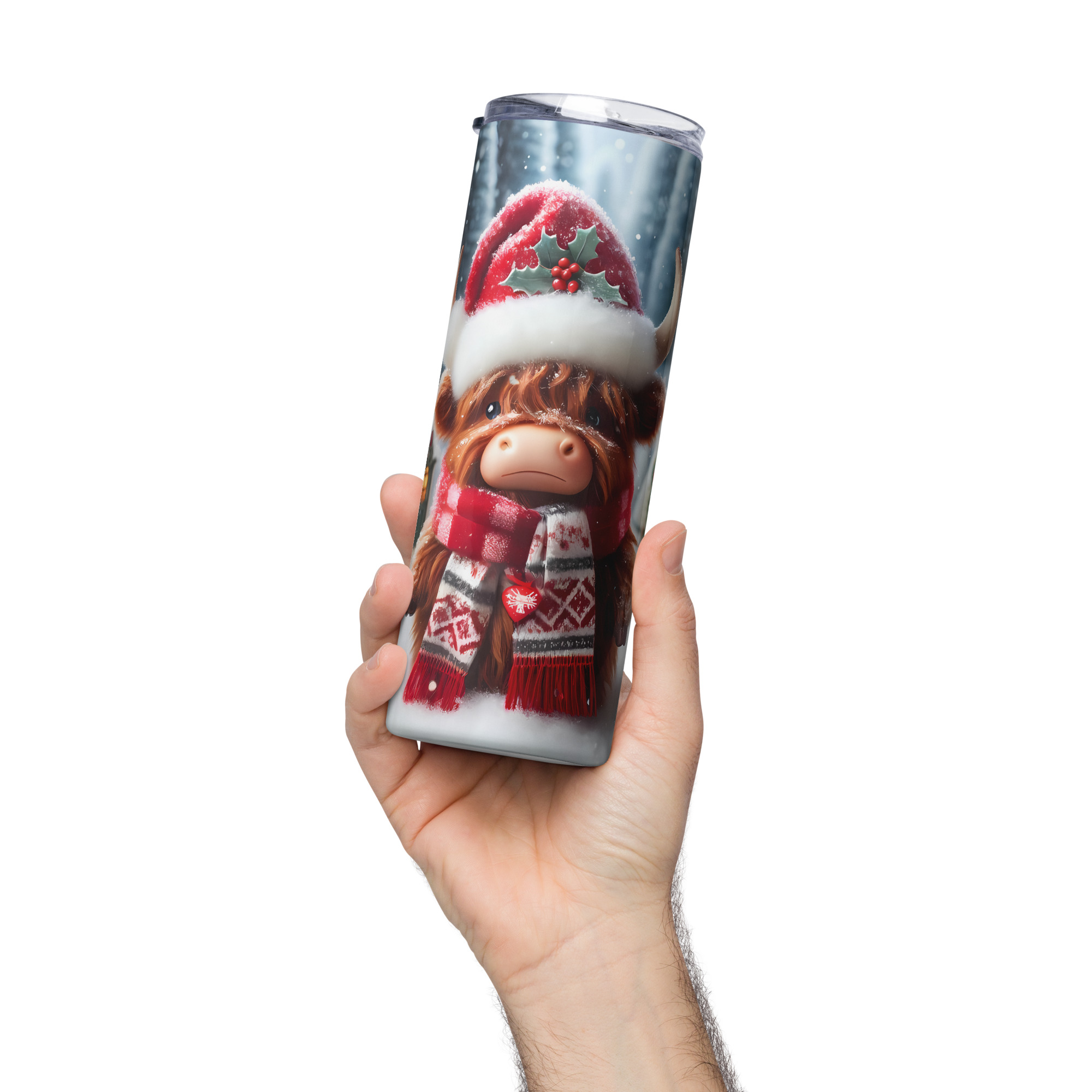 Cute Baby Highland Cow Christmas Stainless Steel Tumbler 20oz - Image 5
