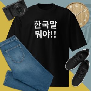 Korean Hangul Words “What is it?!!” 한국말 뭐야!! Oversized heavyweight T-shirt